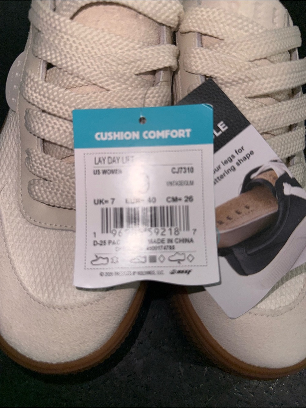 NEW REEF Lay Day Seas Leather Sneakers VINTAGE WHITE CREAM GENUINE LEATHER SZ 9 - Picture 12 of 15
